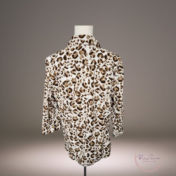 Kim Rogers Leopard Print Button-Front Jacket – Size L - Picture 2 of 8